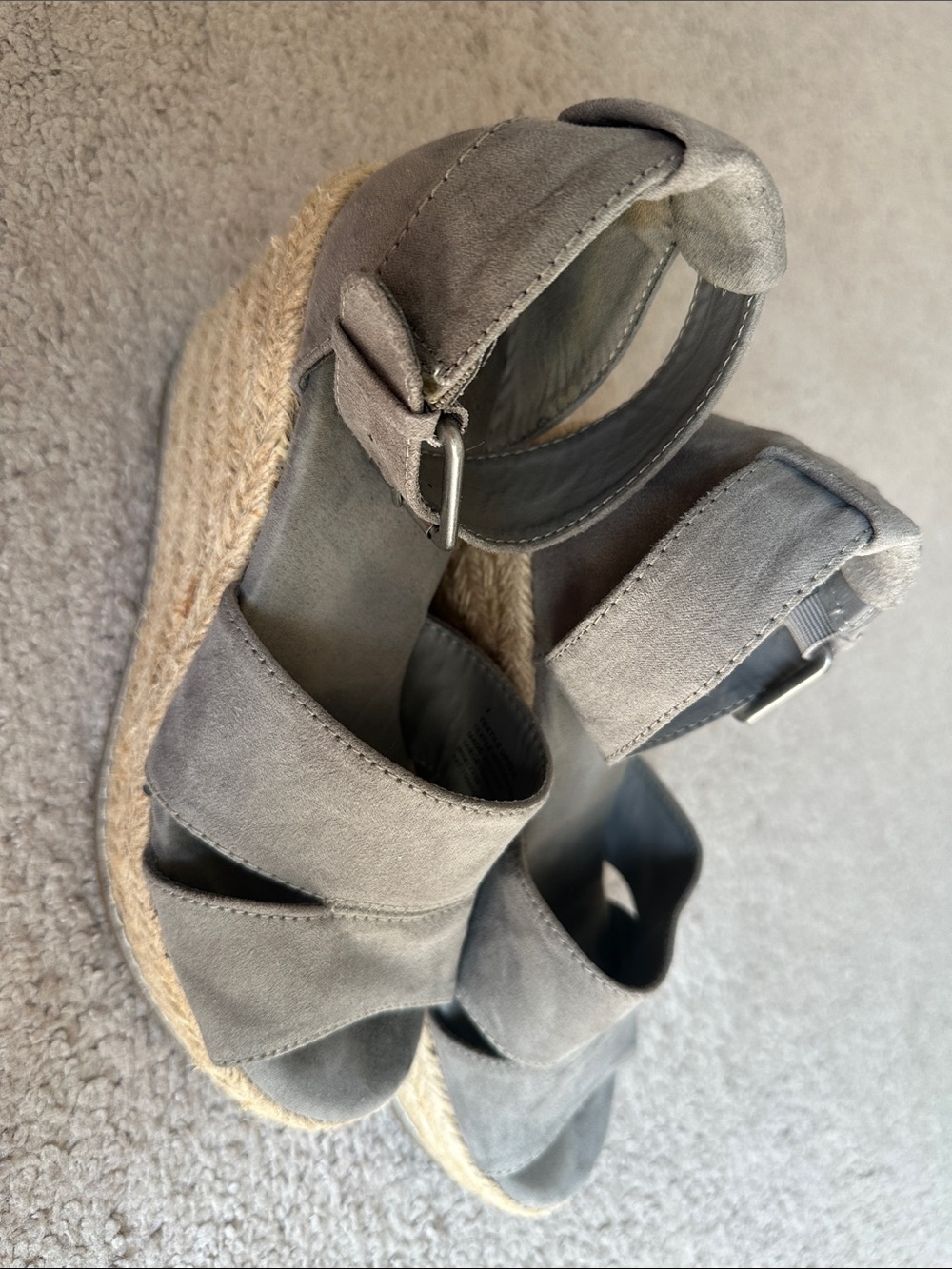 Target Grey Suede Espadrille Wedge Sandals with Ankle Strap- Size 7